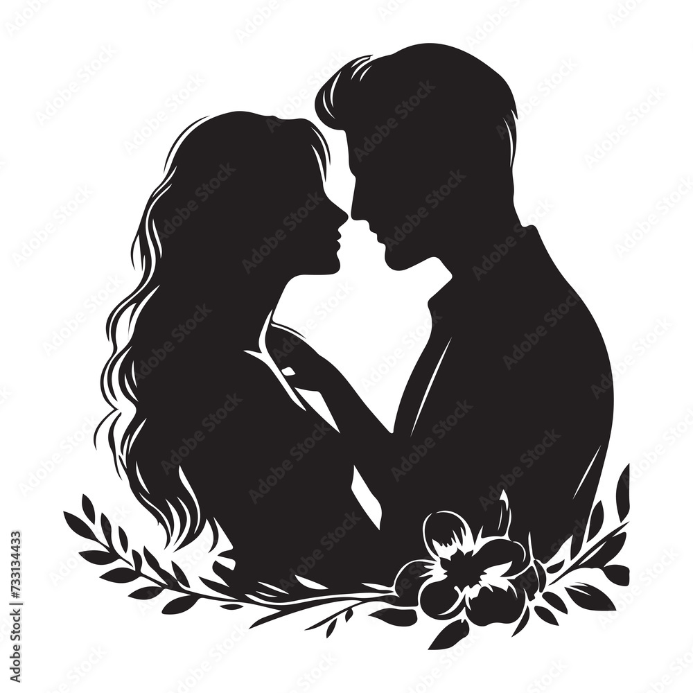 vector hand drawn couple silhouette