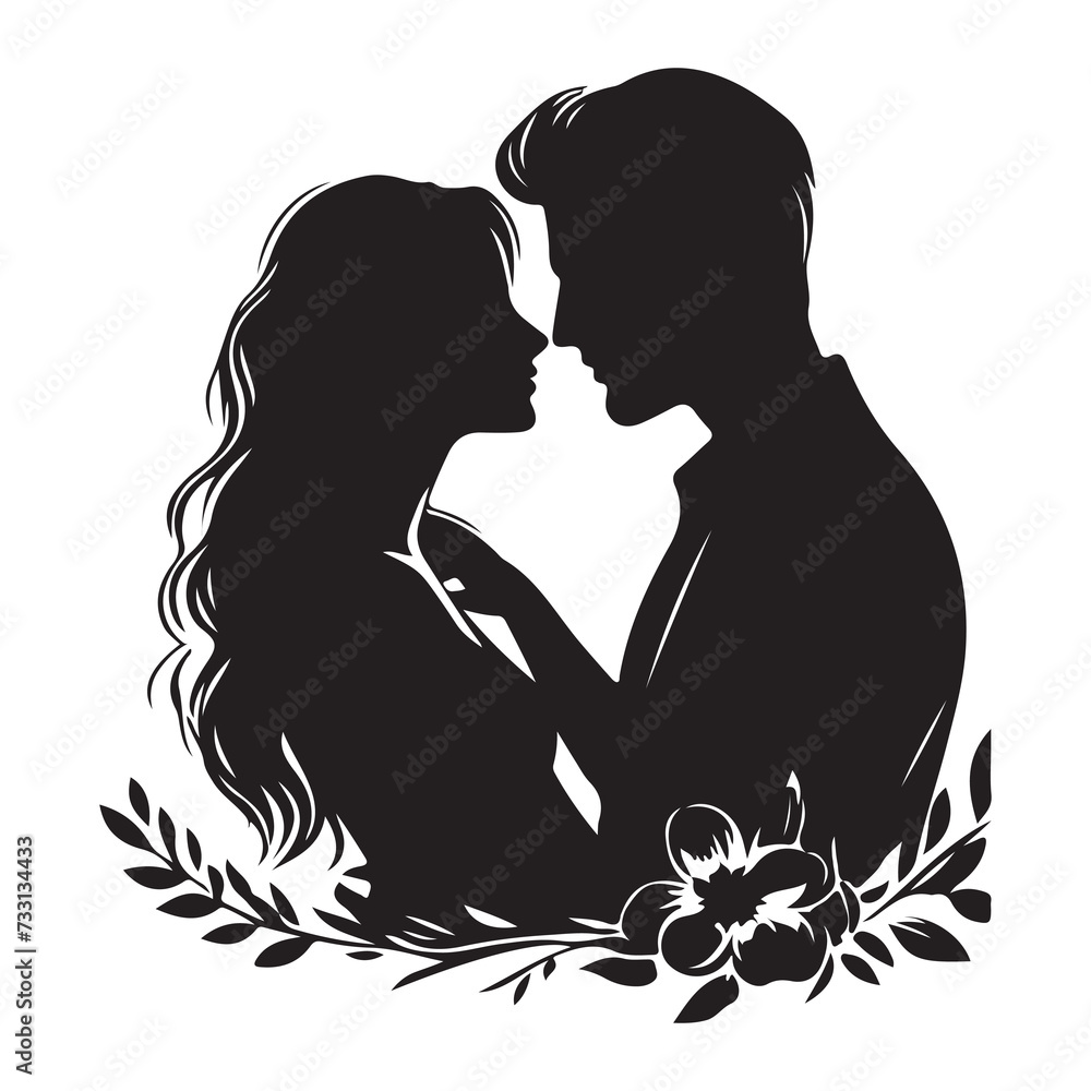 vector hand drawn couple silhouette vector hand drawn couple silhouette