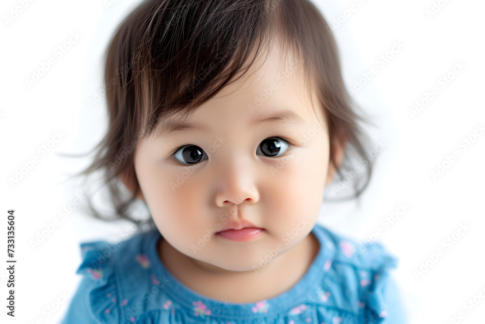 Closeup portrait of asian kid toddler girl isolated on white background Closeup portrait of asian kid toddler girl isolated on white background