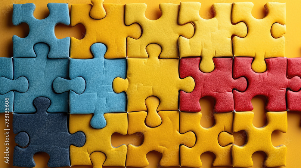Collaborative Success: Teamwork with Puzzle Pieces Collaborative Success: Teamwork with Puzzle Pieces