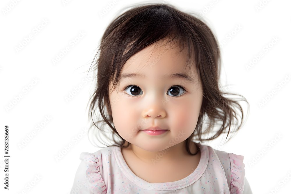 Closeup portrait of asian kid toddler girl isolated on white background Closeup portrait of asian kid toddler girl isolated on white background