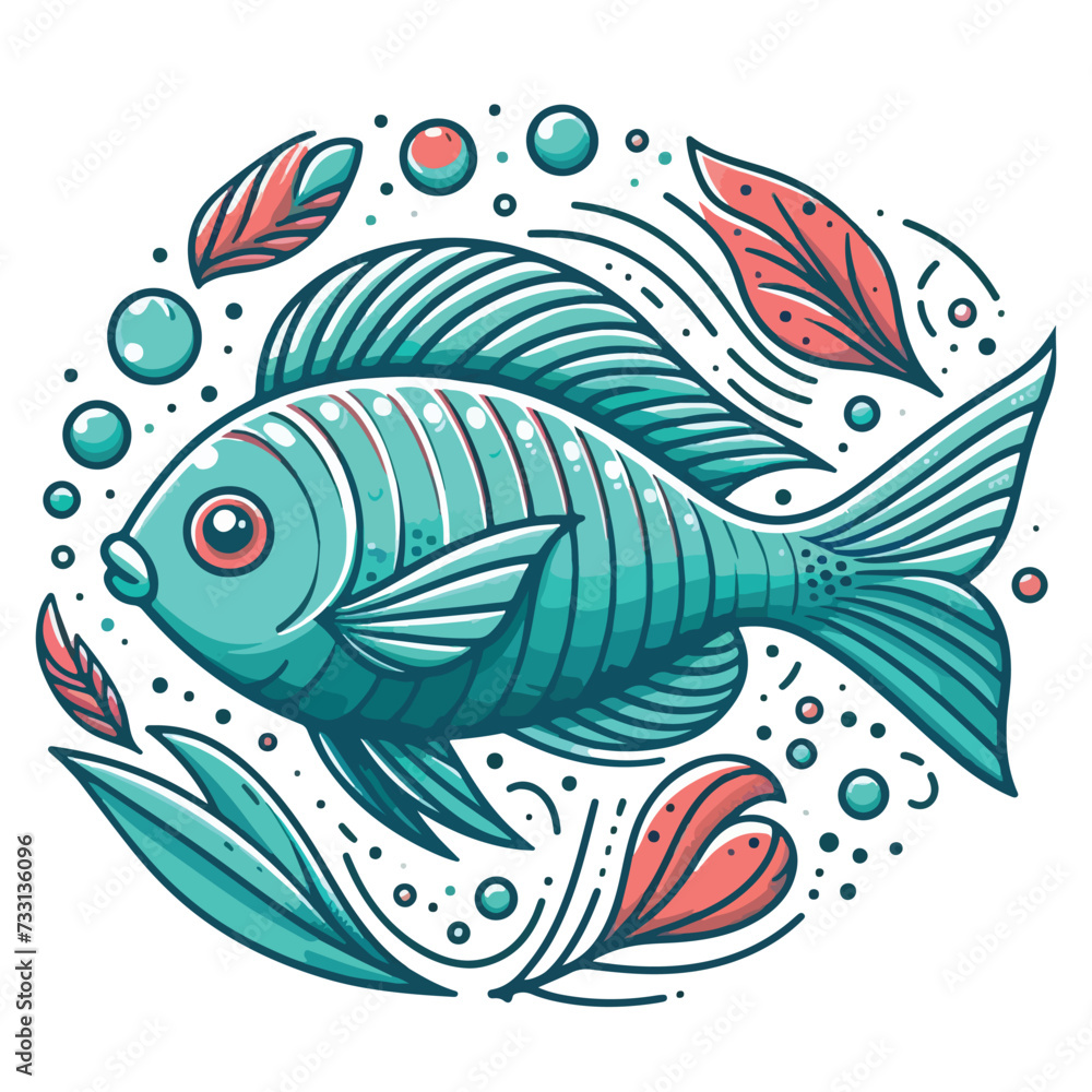 vector cute fish sea animal cartoon sticker vector cute fish sea animal cartoon sticker