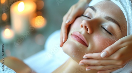 Woman Receiving Gentle Facial Treatment at Spa - Luxury Skincare and Wellness Concept