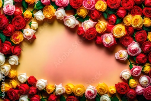 full frame with text copy space in the middle of the roses in the white yellow and red color abstract background 