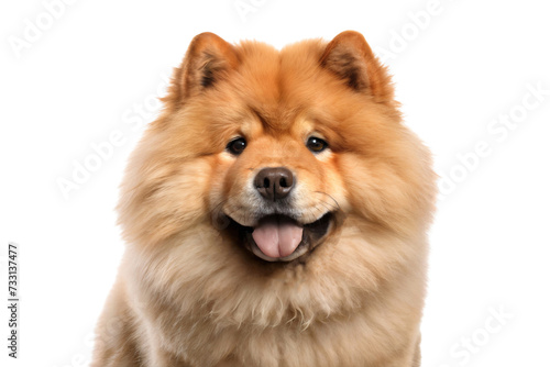 Funny cute chow chow dog close-up, front view, transparent, isolated on white background © The Stock Guy