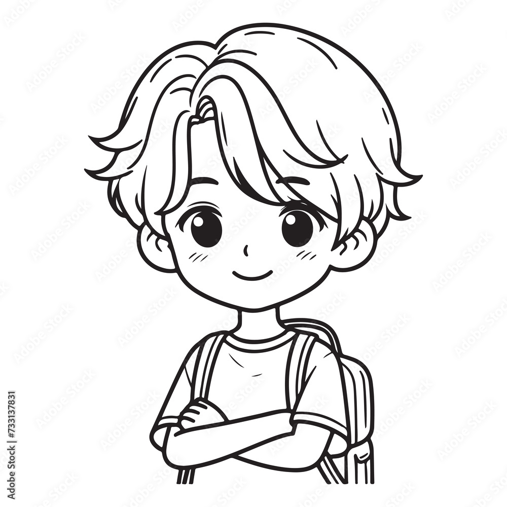 vector cute boy outline for colouring vector cute boy outline for colouring
