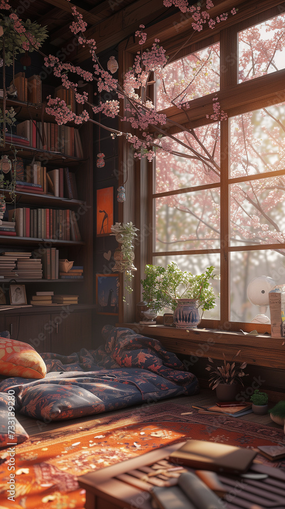 Interior of a house. AI generated art illustration. Interior of a house. AI generated art illustration.