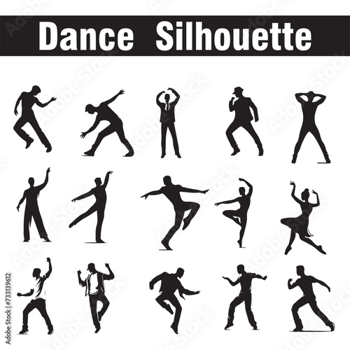 vector white party background with dancing silhouettes photo