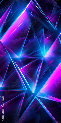 Vibrant Neon Triangles with Blue and Purple Lights