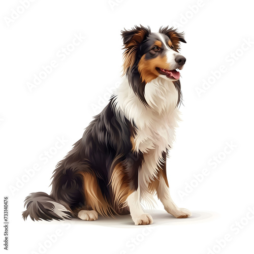 Beautiful dog sitting down - isolated over a white background