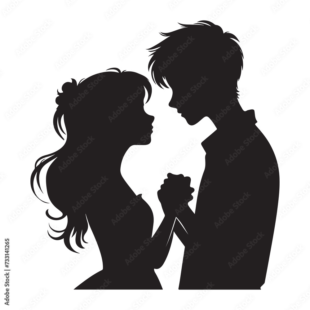 vector hand drawn couple silhouette