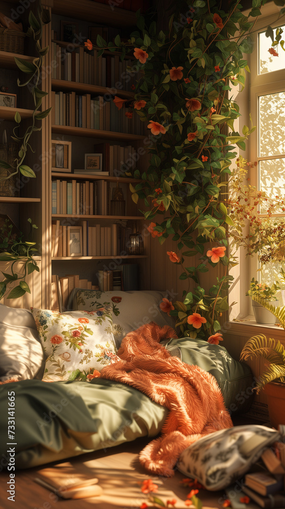 Interior of a house. AI generated art illustration. Interior of a house. AI generated art illustration.