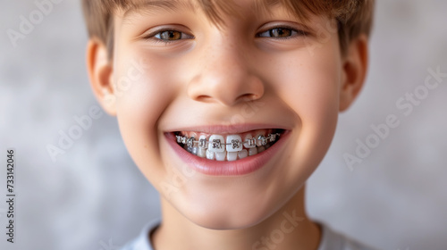 Happy Boy Showcasing Orthodontic Braces in a Joyful Smile