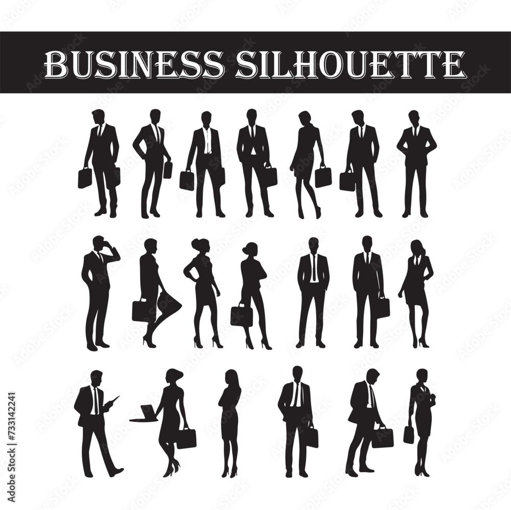  vector business people silhouettes pack