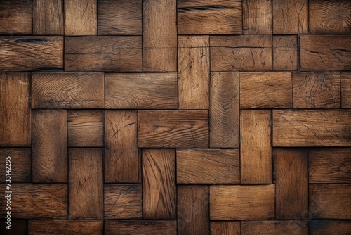 A wall of wooden flooring textured background 
with a pattern of wall panels in the texture background photo