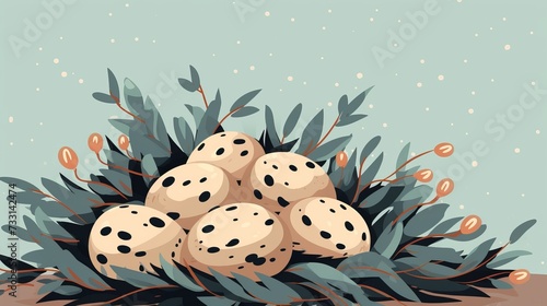 Poster with bird eggs in the nest