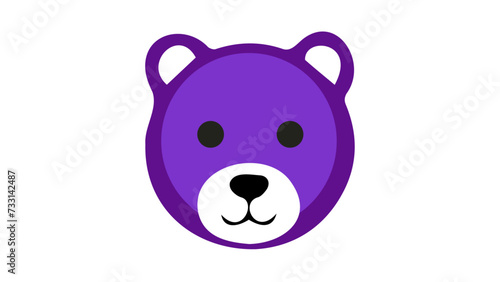 cute purple bear face  bear face  vector bear face  bear purple emoji face