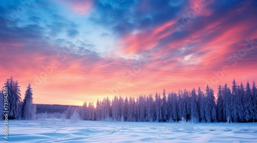 A winter sunrise painting the sky in pastel hues