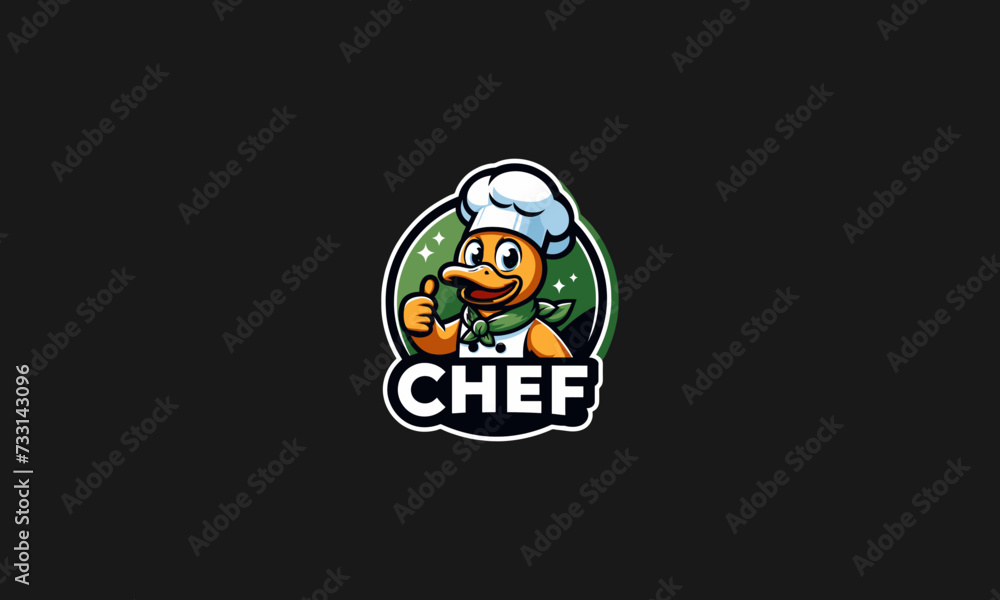 logo design chef of duck with your thumb vector flat