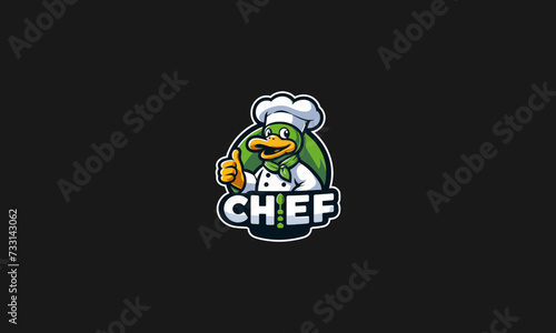 logo design chef of duck with your thumb vector flat