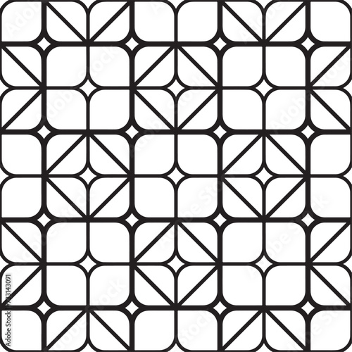 Abstract geometric pattern with squares, rhombuses. A seamless vector background. Black and white graphic pattern.