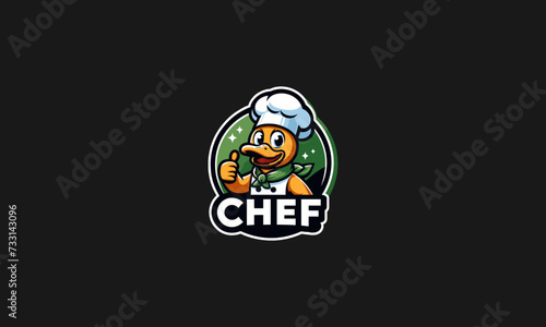 logo design chef of duck with your thumb vector flat