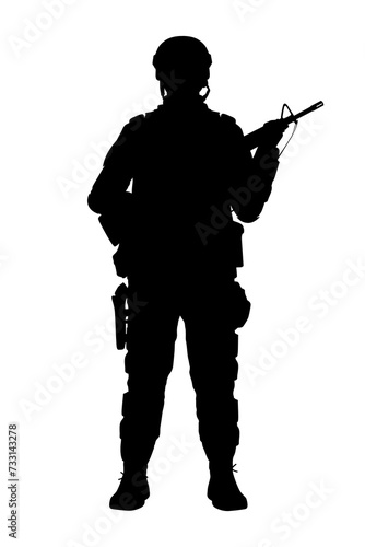 Silhouette of a soldier isolated on white background © ecrow