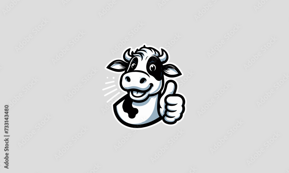 smile cow vector illustration mascot design