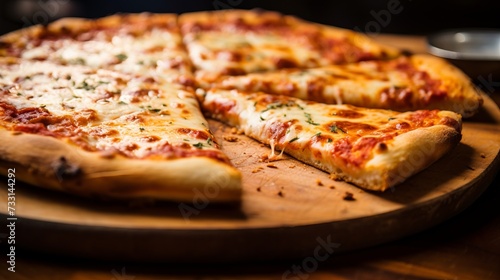 A closeup of a classic new york style cheese pizza