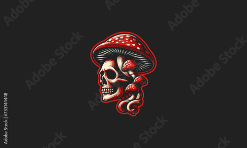 head skull and mushroom vector illustration mascot design