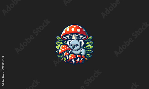 koala with mushroom vector flat design