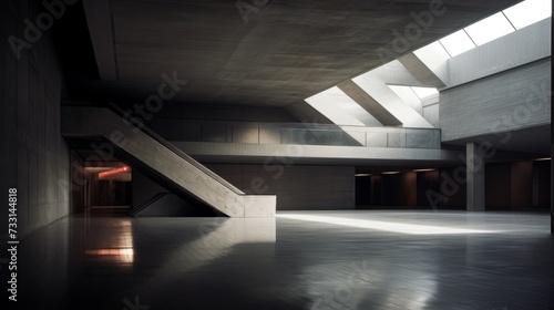 A dynamic composition of brutalist architecture and light