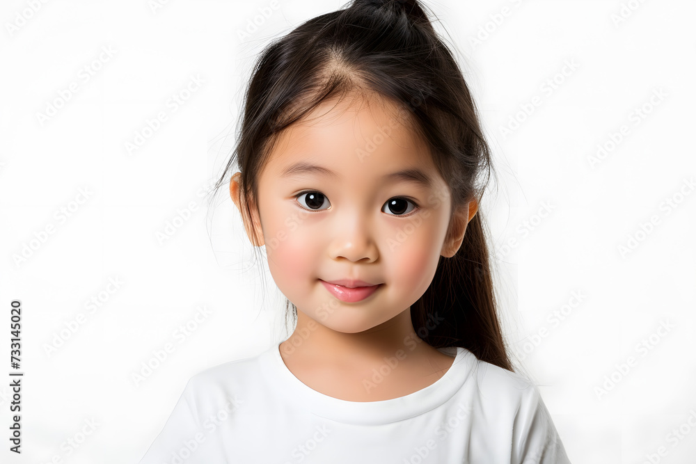 Closeup portrait of asian little girl isolated on white background Closeup portrait of asian little girl isolated on white background