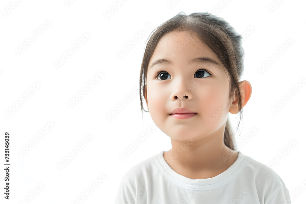Closeup portrait of asian little girl isolated on white background Closeup portrait of asian little girl isolated on white background