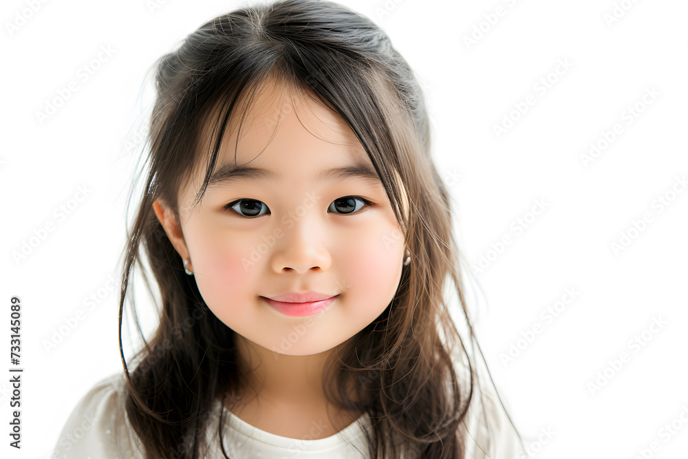 Closeup portrait of asian little girl isolated on white background Closeup portrait of asian little girl isolated on white background