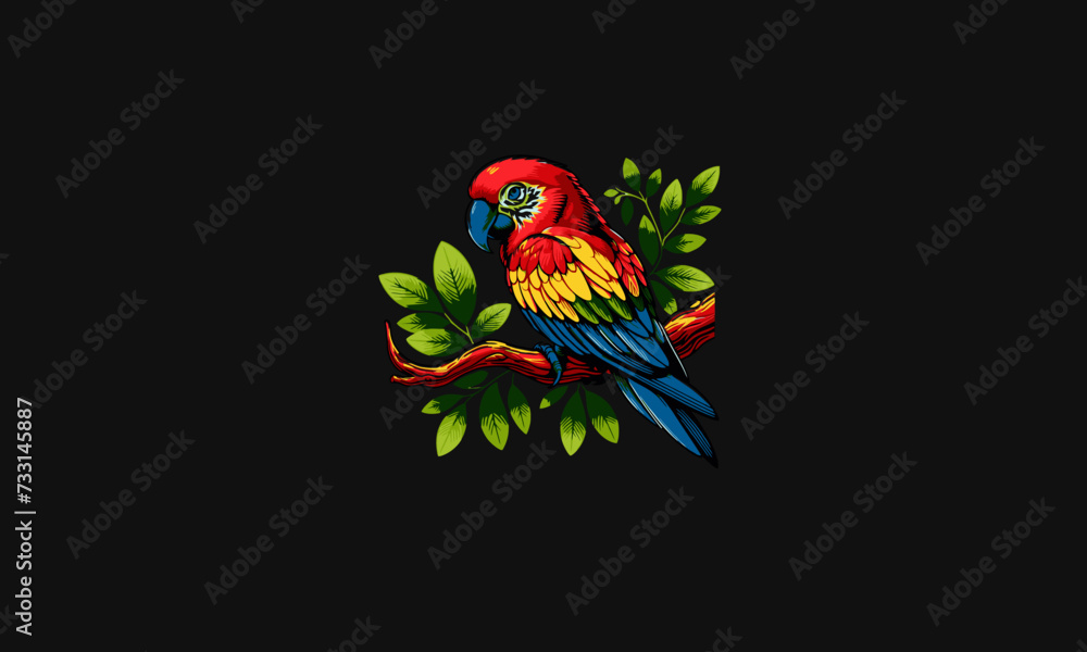 parrot and tree vector illustration mascot design