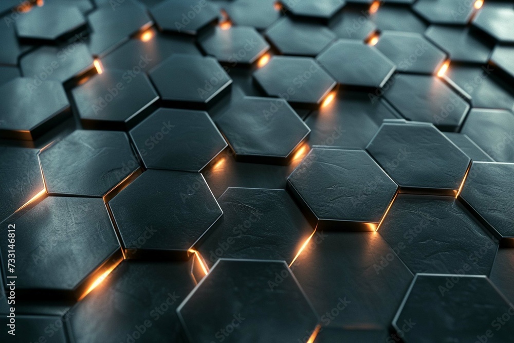 Hexagonal abstract metal background with