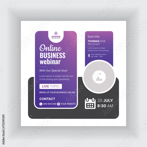 
Corporate business social media post design square flyer web banner template or Online live webinar