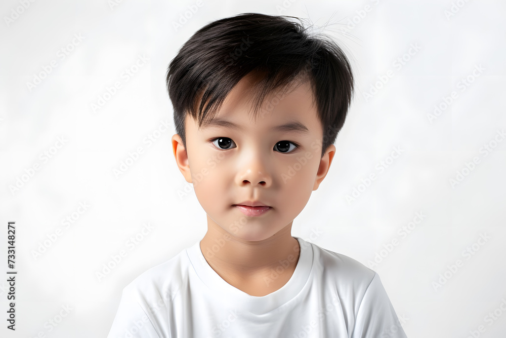 Closeup portrait of asian little boy isolated on white background Closeup portrait of asian little boy isolated on white background