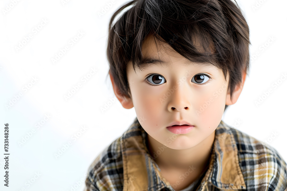 Closeup portrait of asian little boy isolated on white background Closeup portrait of asian little boy isolated on white background