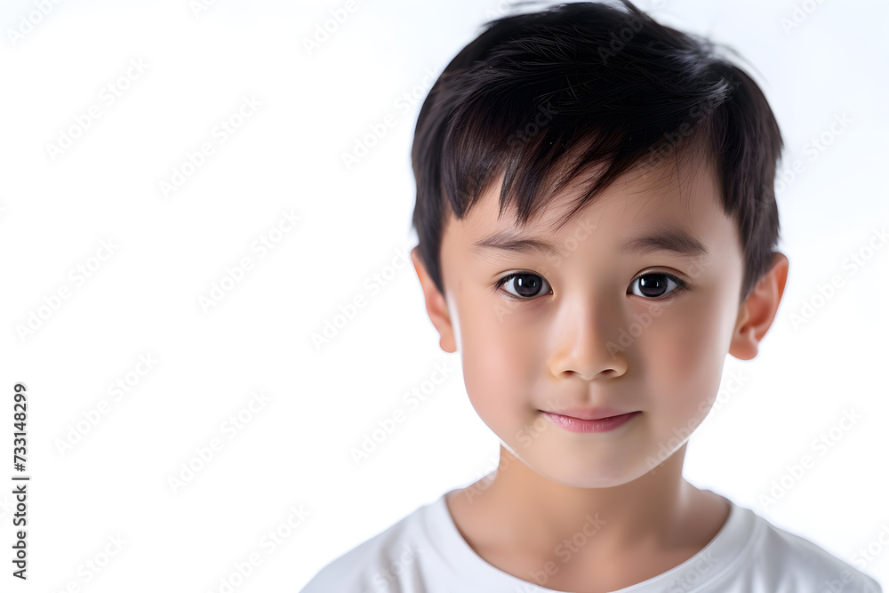 Closeup portrait of asian little boy isolated on white background Closeup portrait of asian little boy isolated on white background