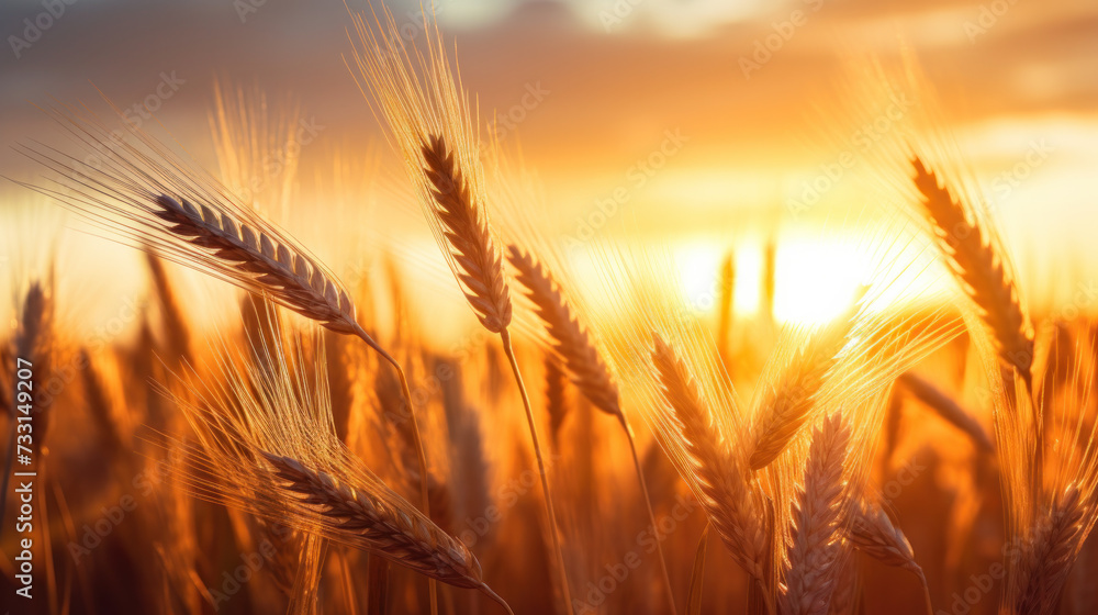 wheat field in golden sunlight, in the style of light orange and azure, nature morte, photo-realistic landscapes wheat field in golden sunlight, in the style of light orange and azure, nature morte, photo-realistic landscapes