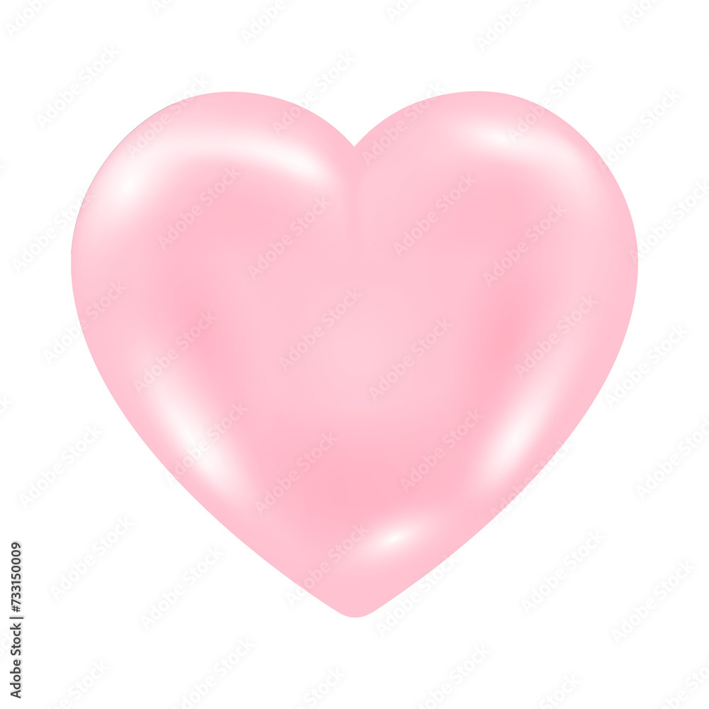 pink heart isolated, 3d floating valentines love heart, Hearts icons on isolated transparent PNG background