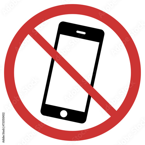 Vector graphic of sign prohibiting the use of mobile phones and smartphones