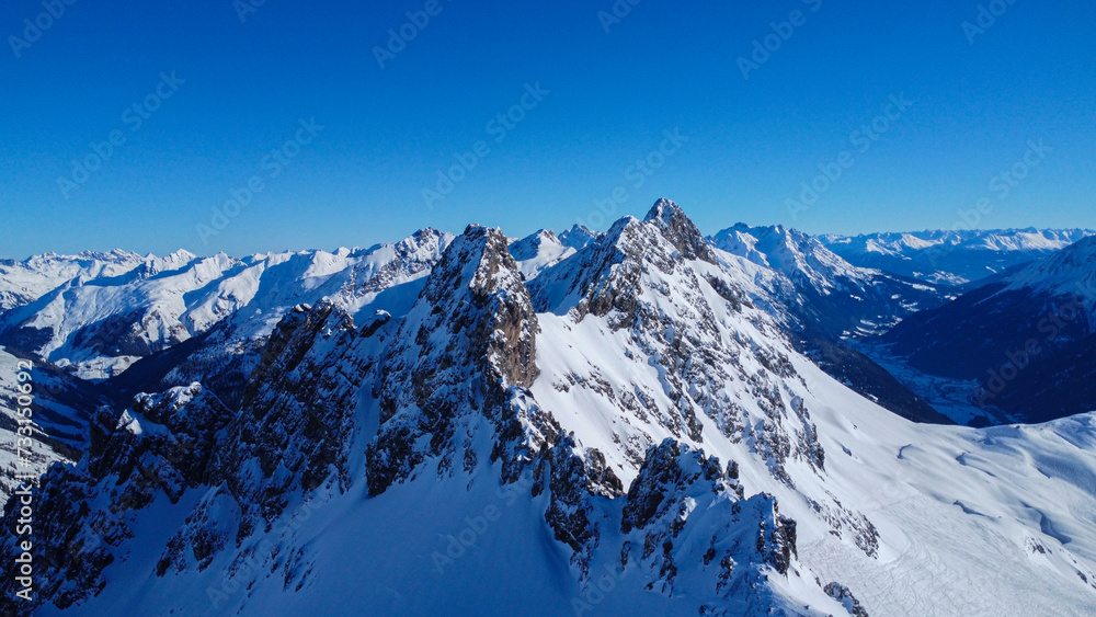 Fototapeta premium Winter Austrian alps from the birds eye view