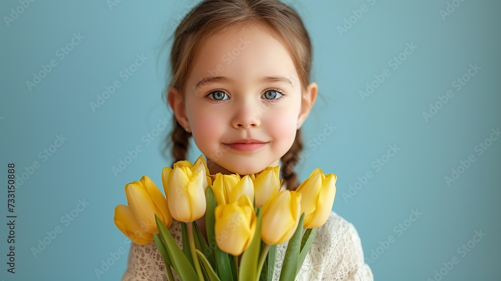 Spring Elegance: Girl with Yellow Tulips
Spring Elegance: Girl with Yellow Tulips