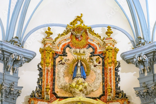Statue or figure of Virgin Mary inside of the Saint John of God Church (Century XVIII) in Murcia, Spain