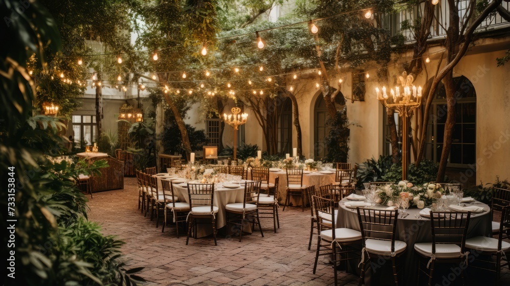 Courtyard wedding with romantic ambiance