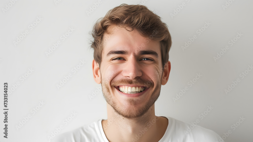 Handsome smiling man closeup portrait isolated on white background Handsome smiling man closeup portrait isolated on white background