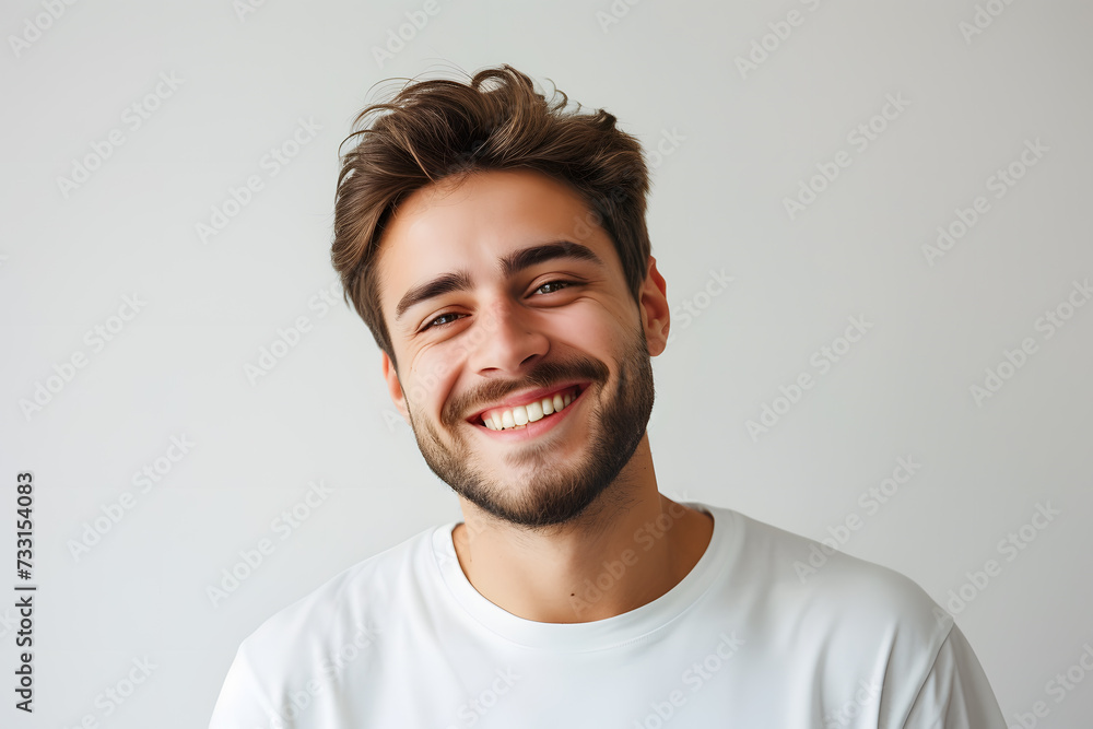 Handsome smiling man closeup portrait isolated on white background Handsome smiling man closeup portrait isolated on white background